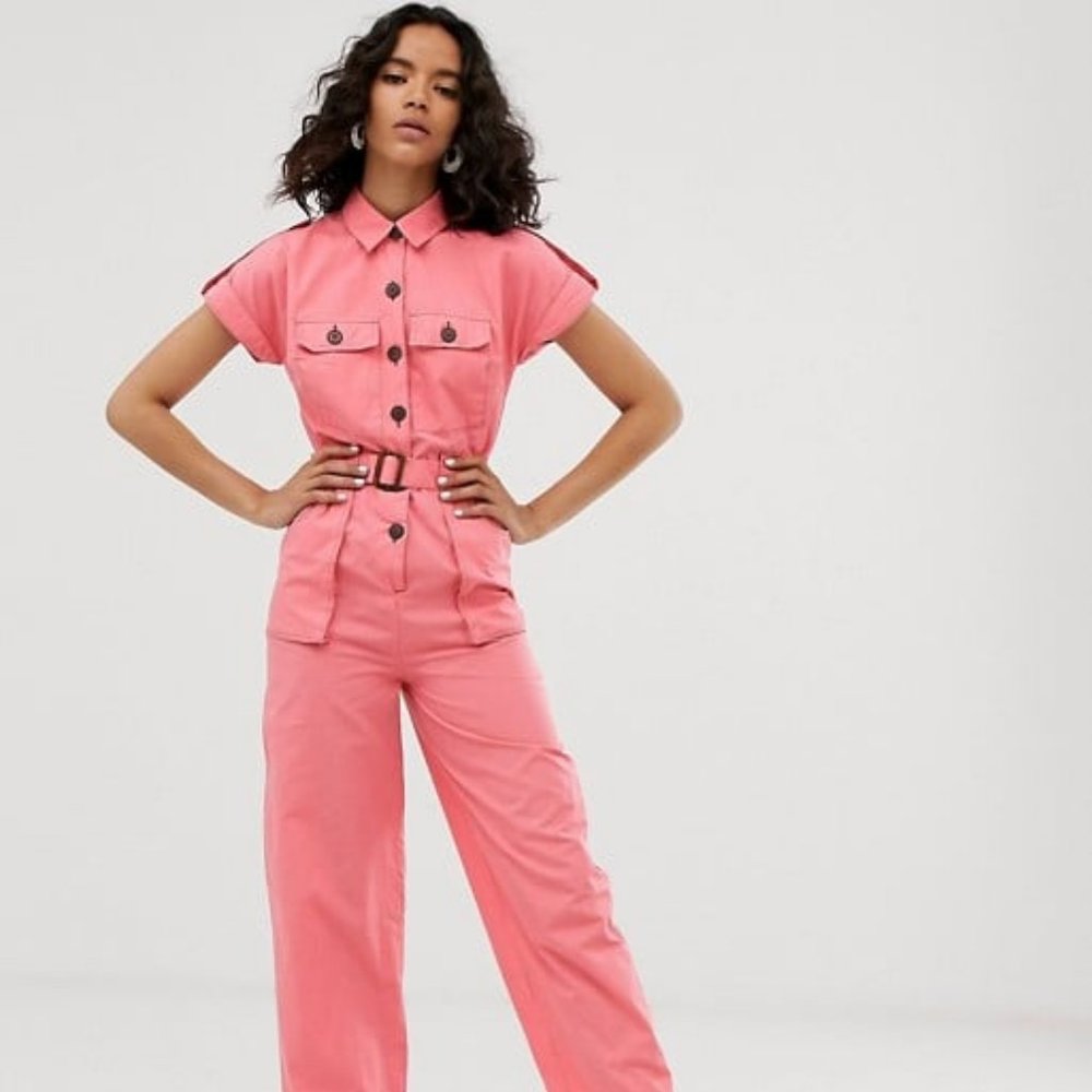 ASOS DESIGN boiler jumpsuit in pink